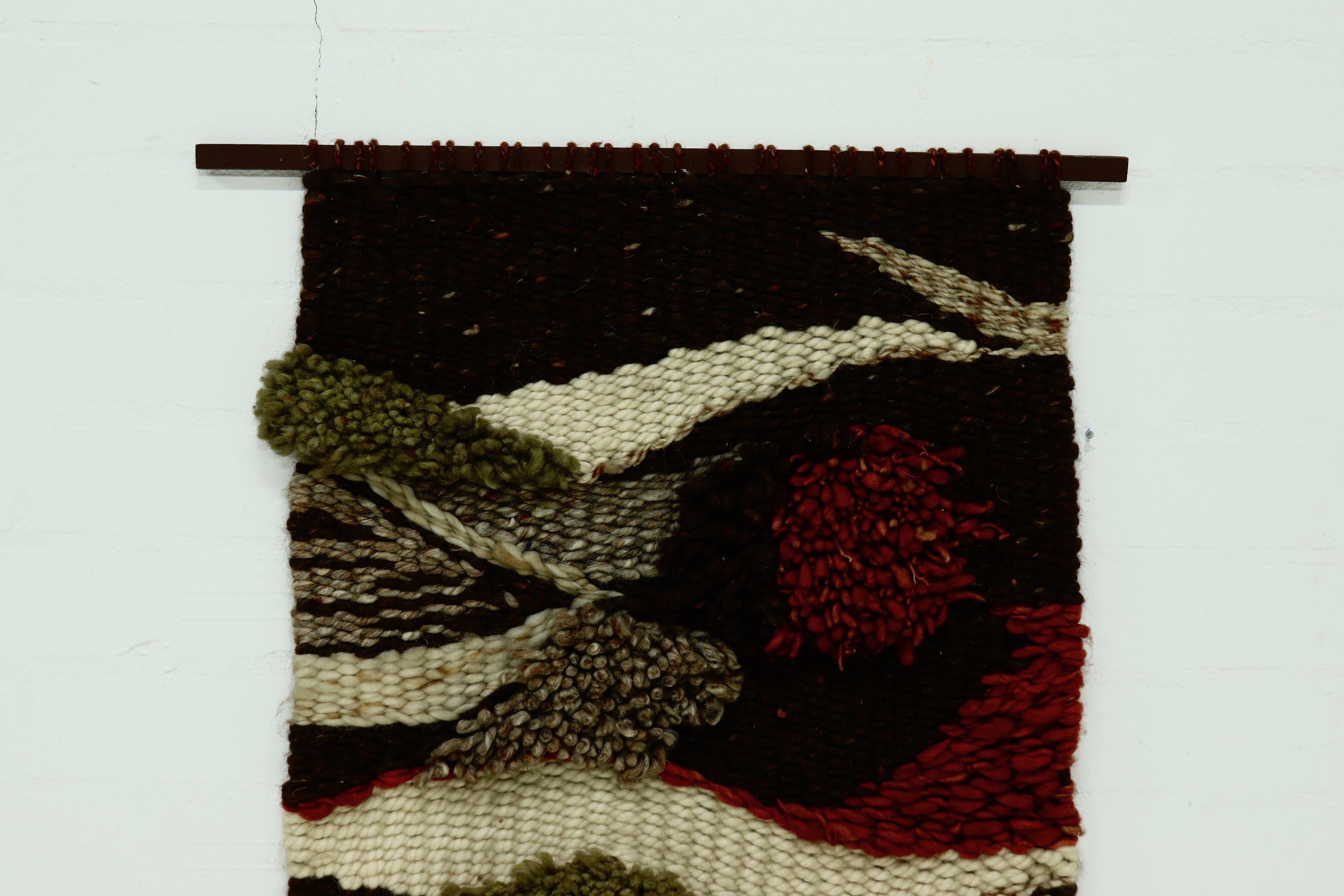 Vintage Hand Knotted Wool Tapestry 1960s