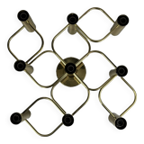 60s 70s 9-bulb ceiling lamp from Leola Leuchten Germany in brass