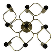 60s 70s 9-bulb ceiling lamp from Leola Leuchten Germany in brass