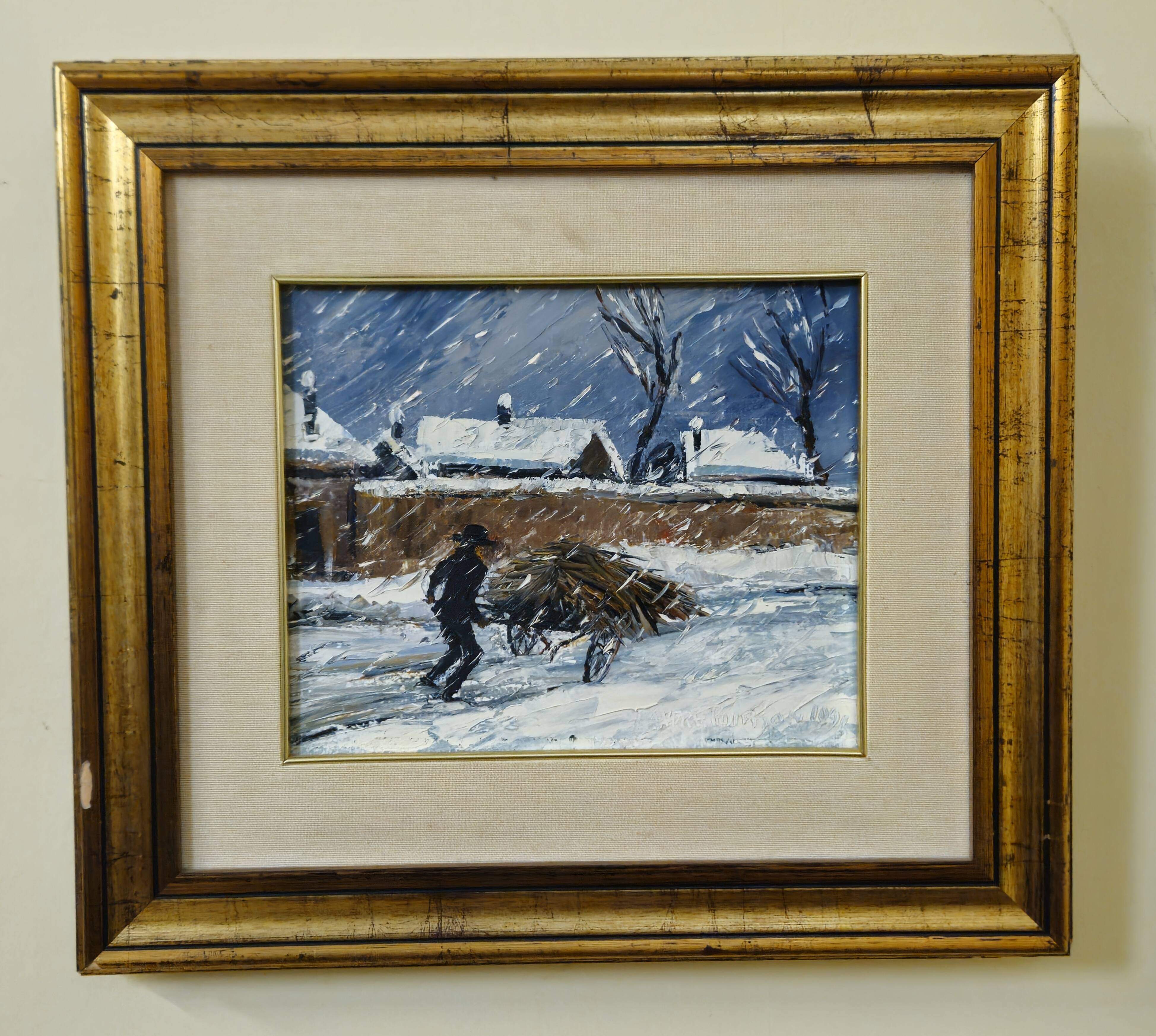 André Poirson (20th century) – Animated winter scene – Oil on canvas