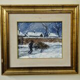 André Poirson (20th century) – Animated winter scene – Oil on canvas