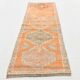 Apricot Tones Vintage Turkish Runner Rug, Oushak Wool Hallway Carpet