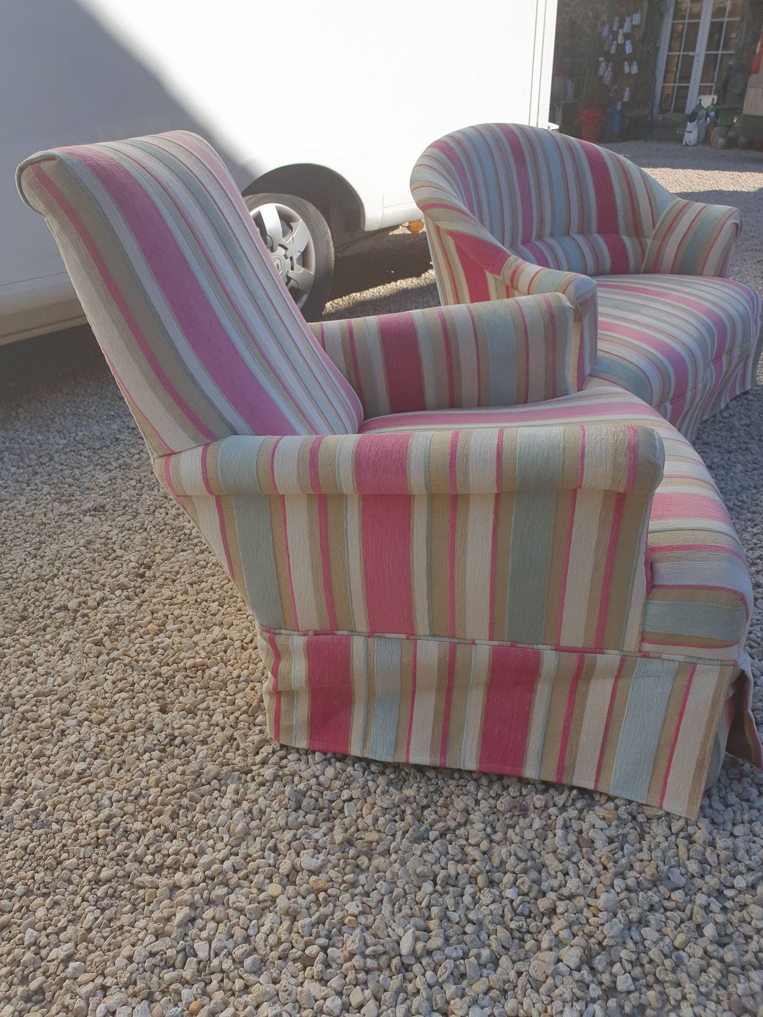 Multicolored velvet armchair