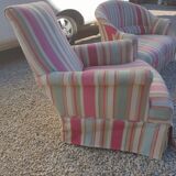 Fauteuil en velours multicolore