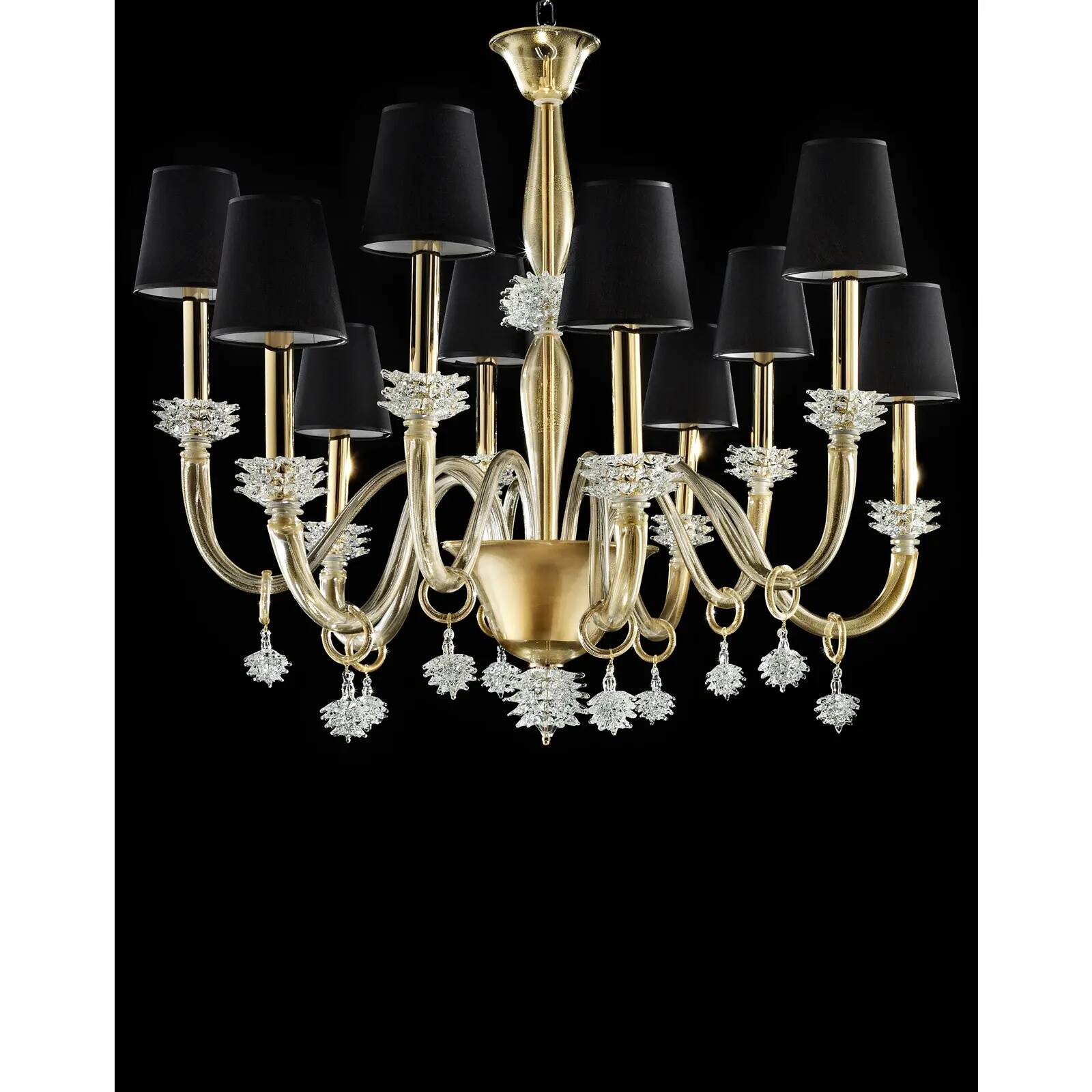 Modern Venetian “Rostrato” Murano Glass Chandelier