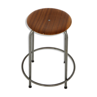 Industrial mahogany stool, Sweden, 1960