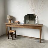 Solid oak work table console 220cm
