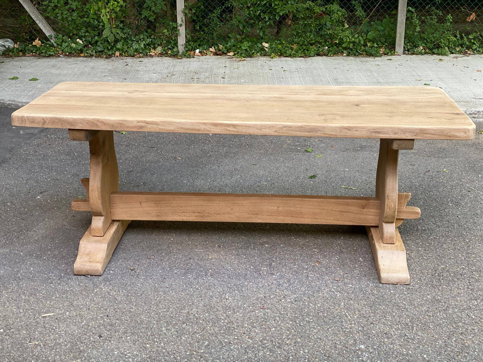 Renovated 19th century solid oak monastery dining table 200cm