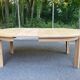 Table à manger scandinave ronde extensible décapée en chêne brut 1970