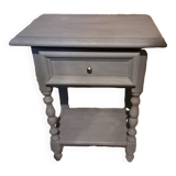 Table de chevet en bois massif peint en gris Gustavien, 1900, restaurée