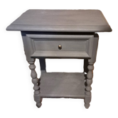 Restored 1900 bedside table in solid wood painted in Gustavian grey