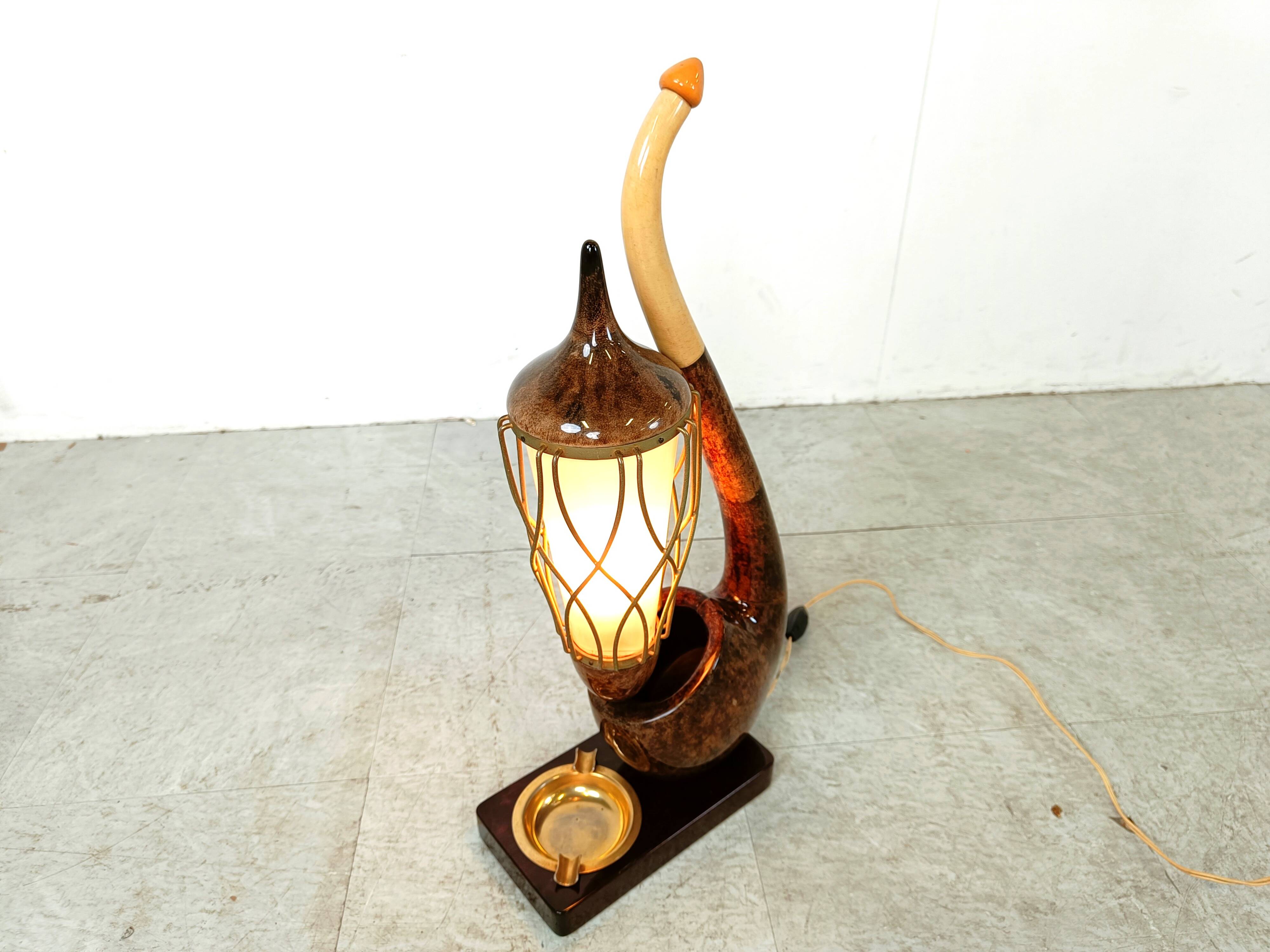 Vintage pipe table lamp by Aldo Tura, 1960s