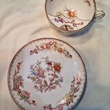 Rare mustache cup + Sargumines saucer with Fismes decoration 19th century