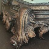 Large pagoda lamp painted with floral patterns and metal shade.