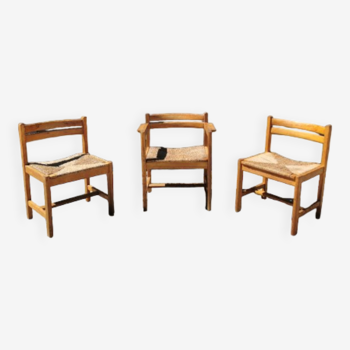 Lot de chaises et fauteuil Asserbo par Børge Mogensen, années 60