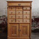 Solid oak dressmaker's cabinet with 13 drawers and 1 door