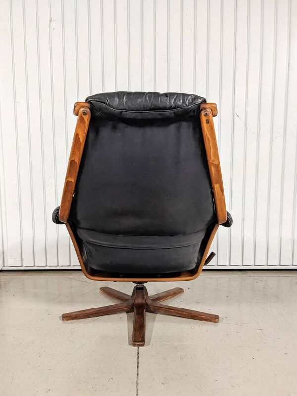 Fauteuil lounge vintage Gote Mobler 1960 pivotant et inclinable