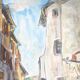 Watercolor Saint-Paul de Vence, rue portail-levis
