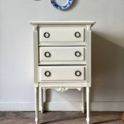 3-drawer chest of drawers in ecru wood and gray marble