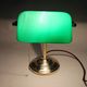 1930s Art Deco Brass  Banker Table Lamp with Glass Shade, Czechoslovakia