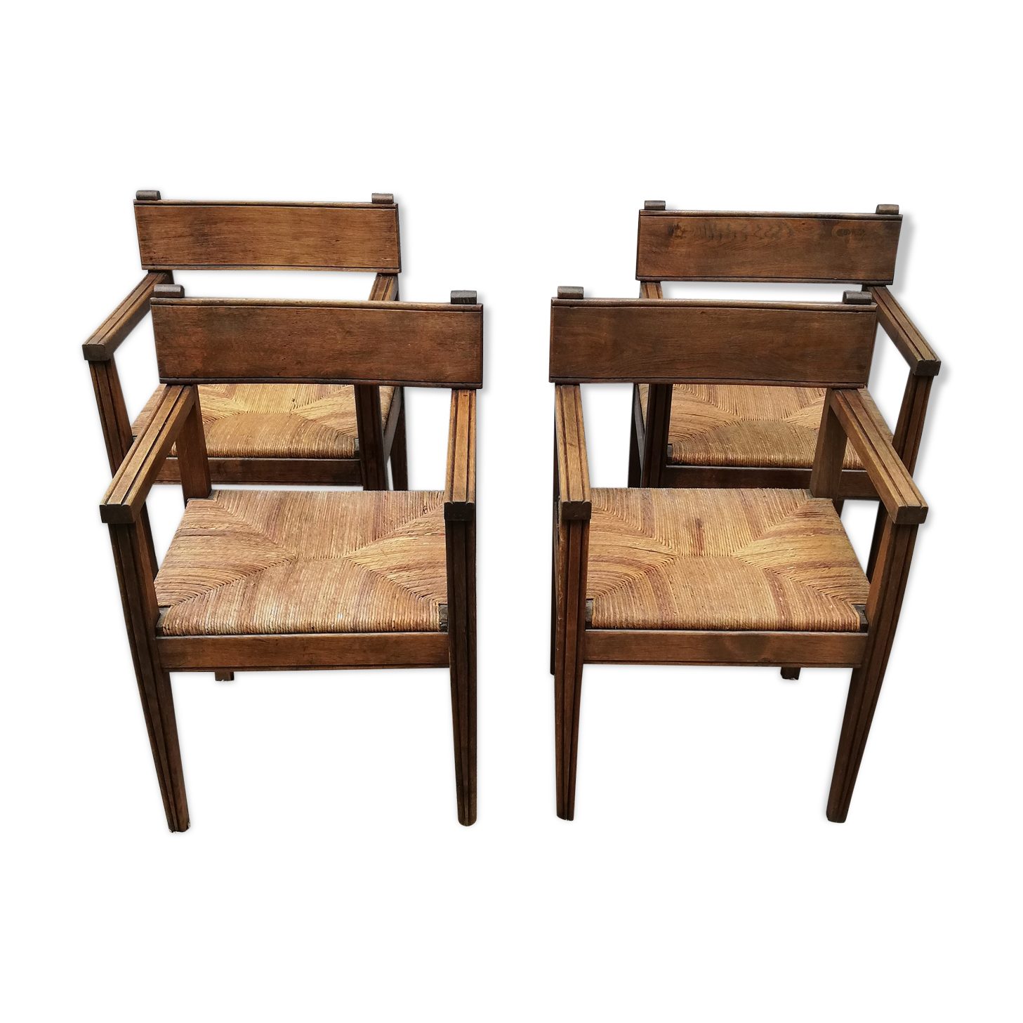 Suite of four mulched table chairs