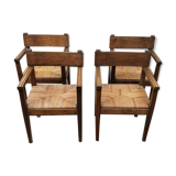 Suite of four mulched table chairs