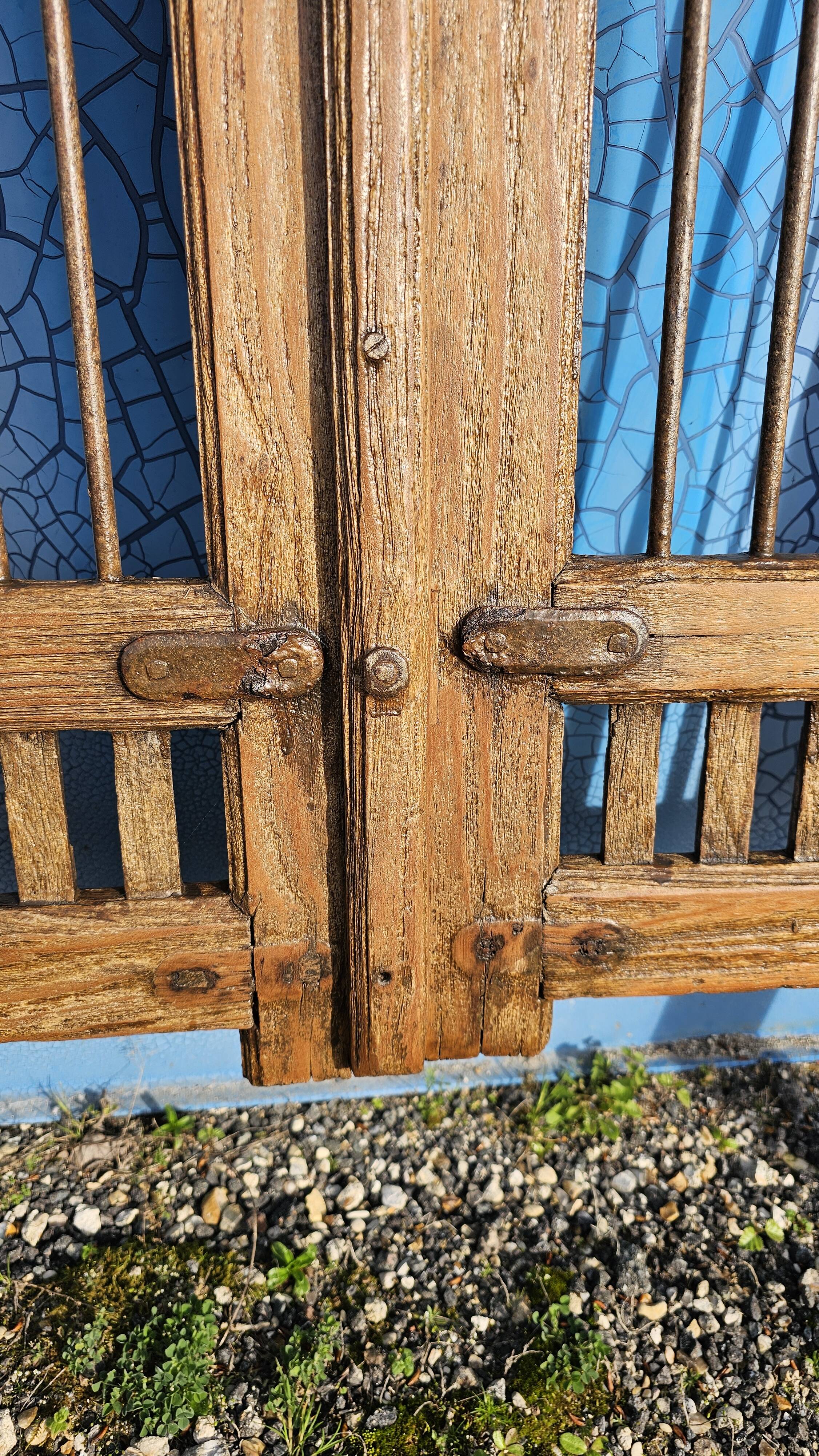 Old garden gate in solid teak
