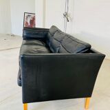 Danish mid-century vintage Mogens Hansen black leather sofa 60s