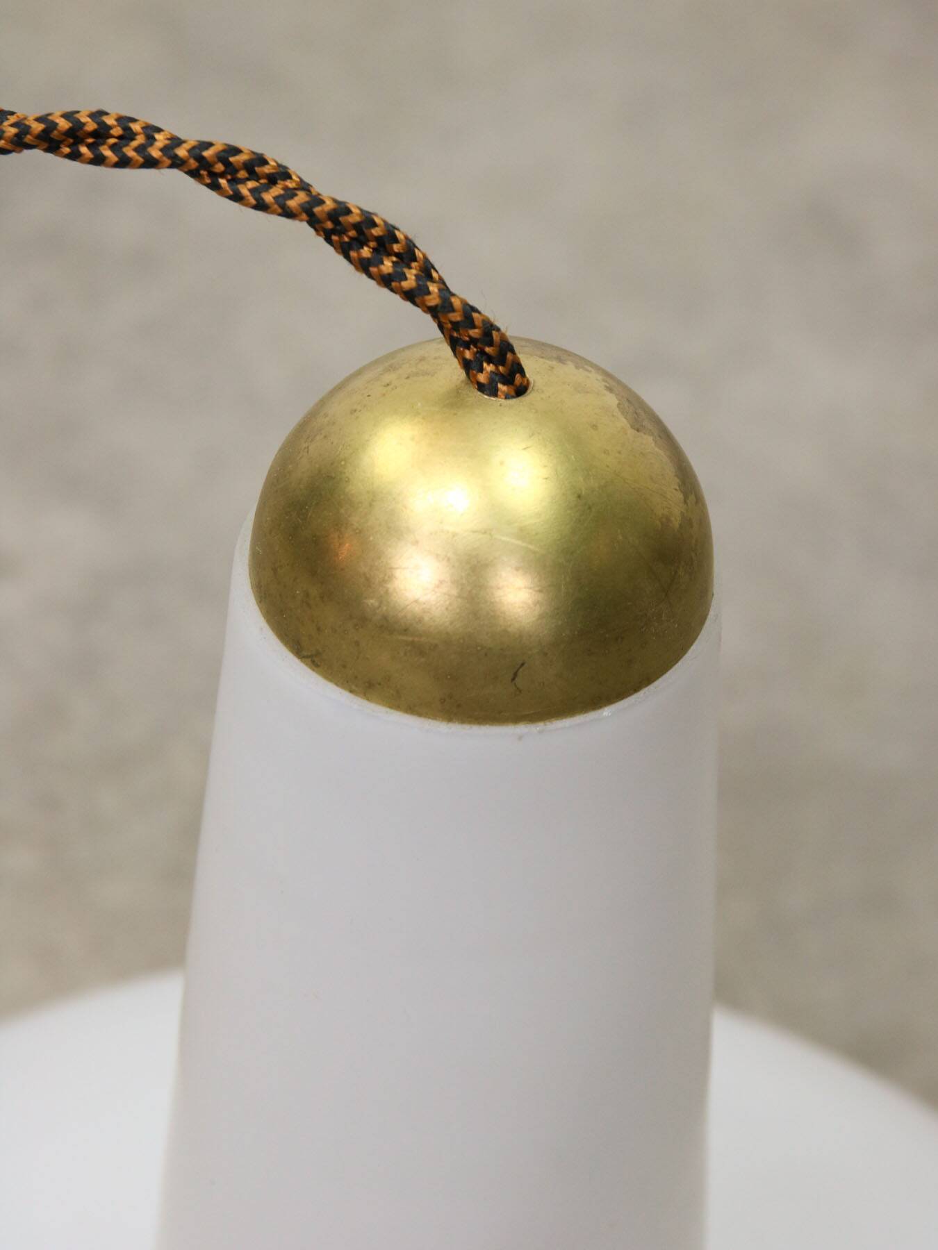Mid-Century Italian Opaline and Brass Pendant Lamp