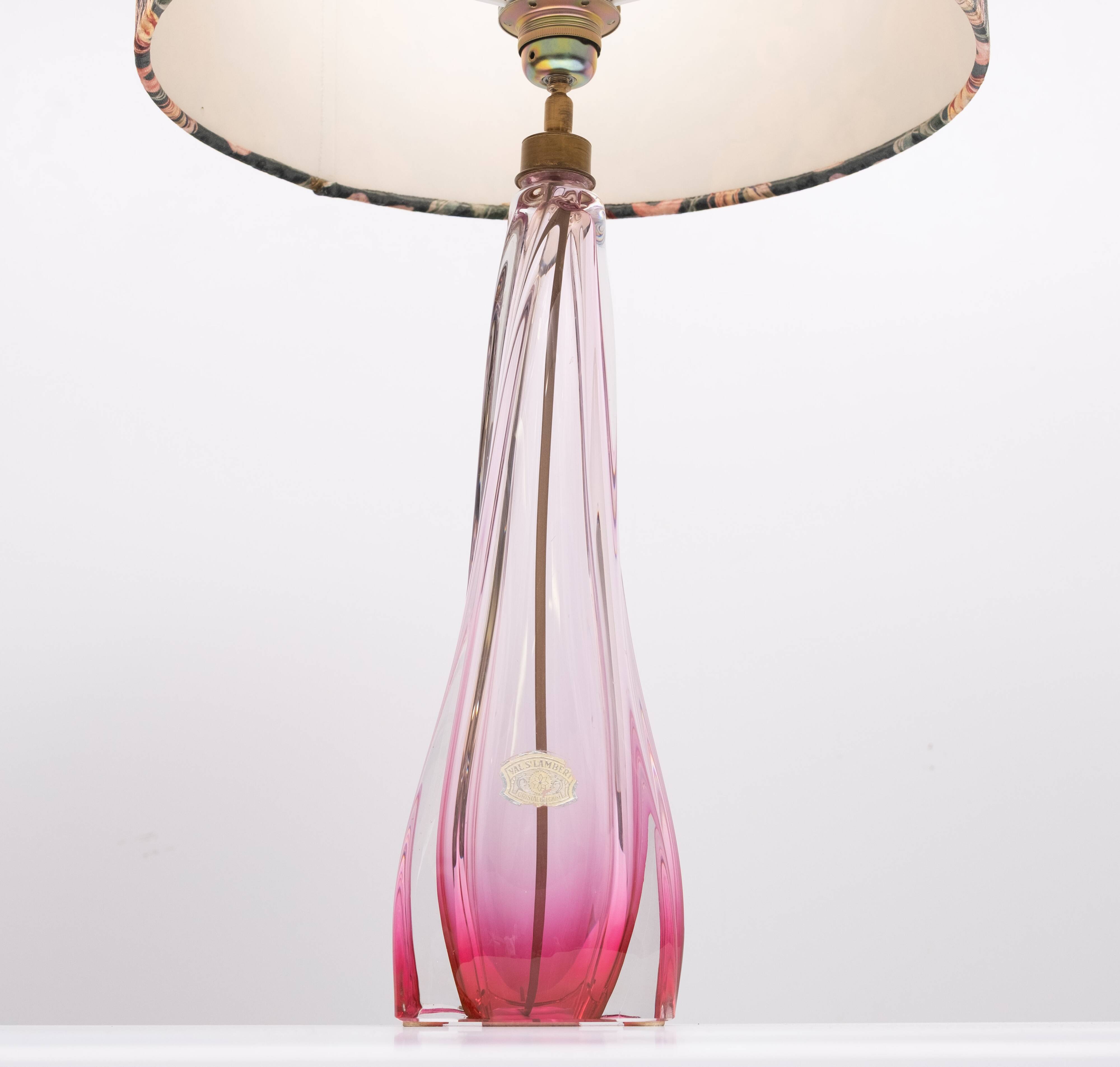 Val saint Lambert Crystal Glass Table lamp 1960s Belgium