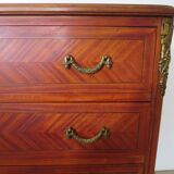 Louis XVI chest of drawers - Bronze - Butterfly wood veneer marquetry - 1930