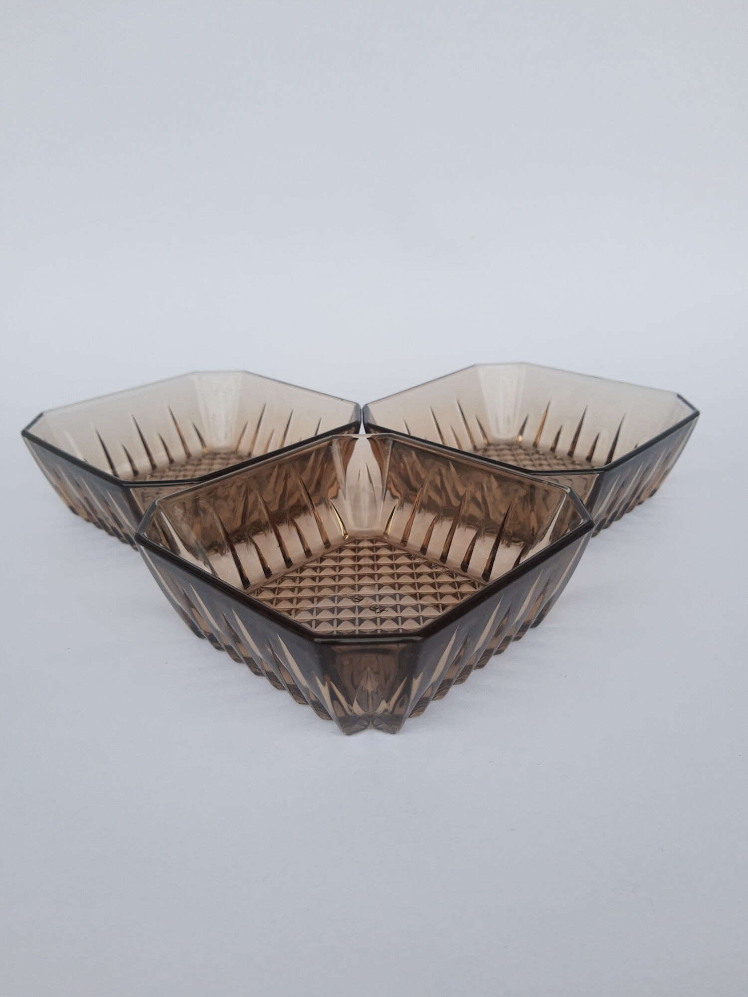 Set 3 cups in smoked glass