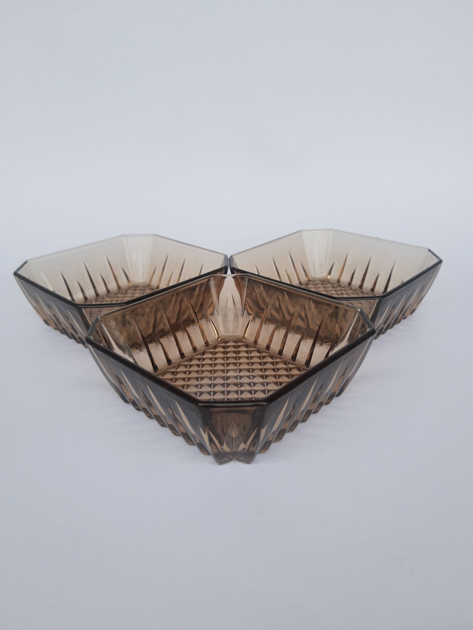 Set 3 cups in smoked glass