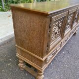 Spanish Renaissance patinated solid wood sideboard
