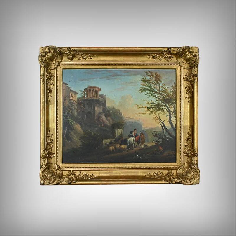 Painting “The Temple of Tivoli”, Italy – Late 19th century