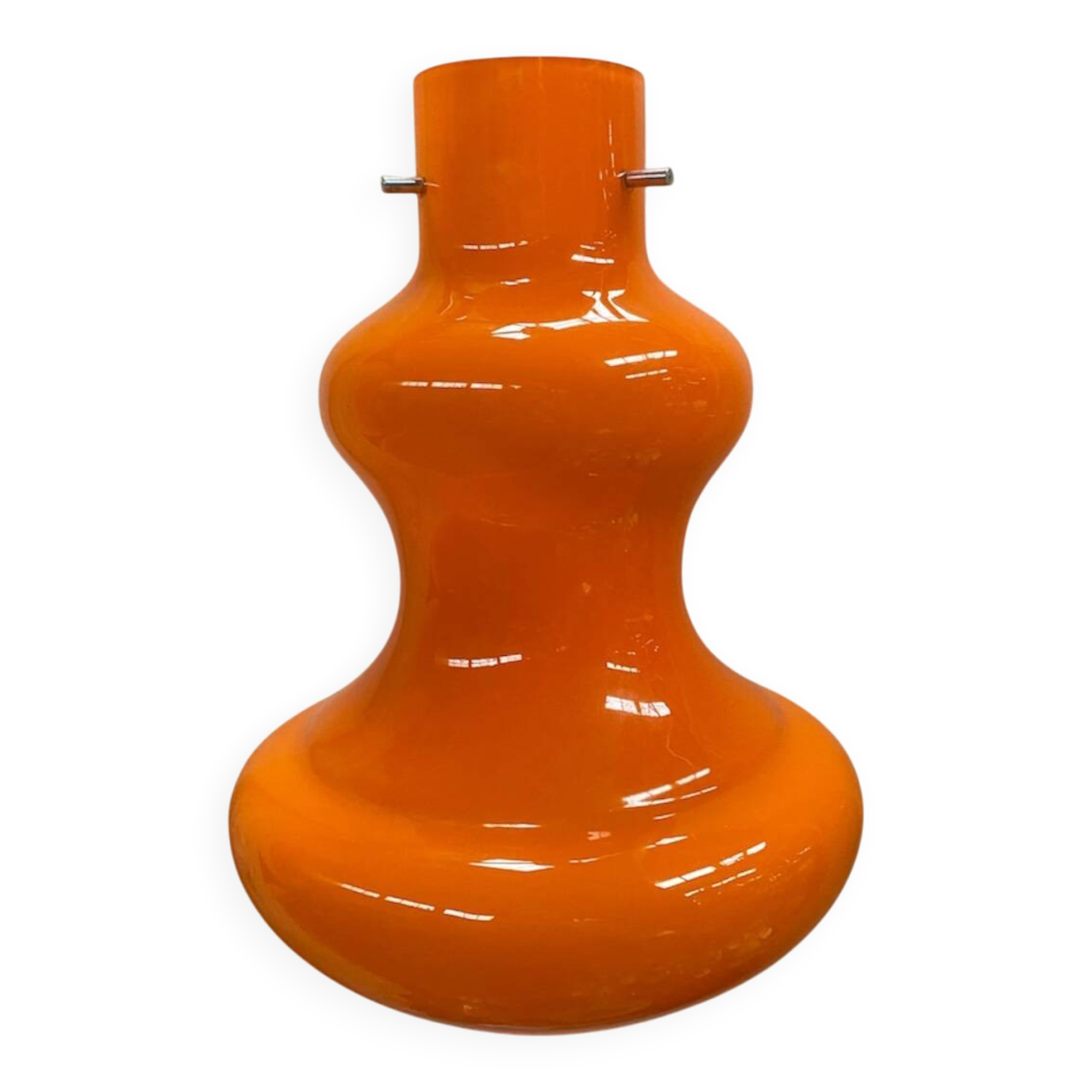 Suspension en verre orange par massimo vignelli pour Vistosi, année 70