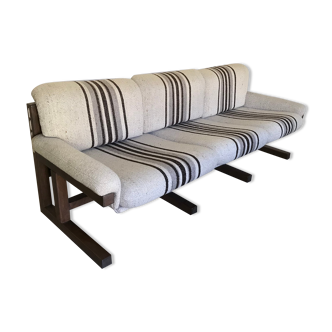 Three-seater sofa brutalism vintage Sweden 1980 antique wool
