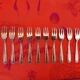 Box of 12 small dessert forks, stainless steel, Devouge Dupont silverware.
