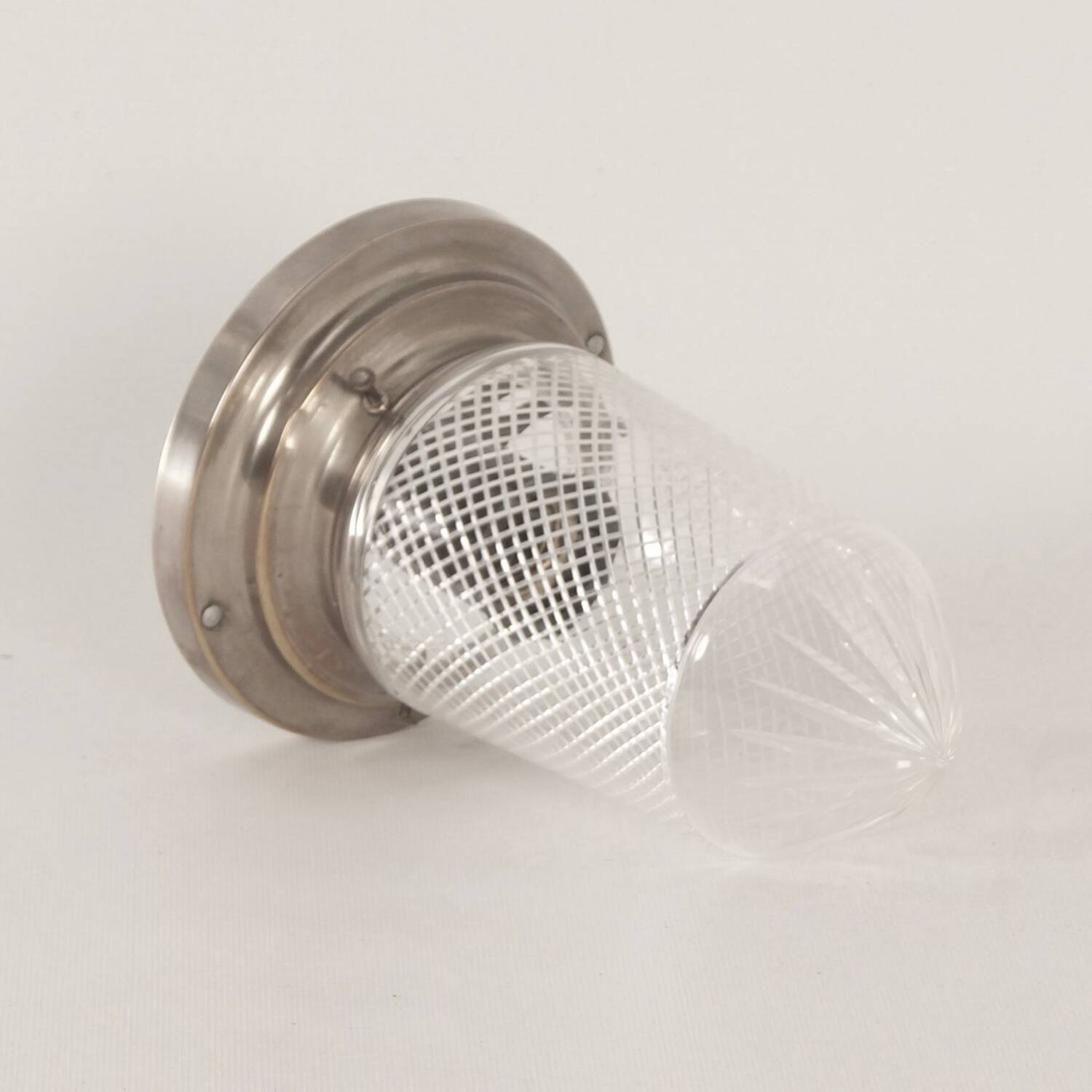 Art deco ceiling lamp polished glass on a nickel plated base , 1930s