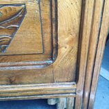 Solid wooden bedside with floral decoration