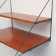 1960s triangle wall unit in teak and metal