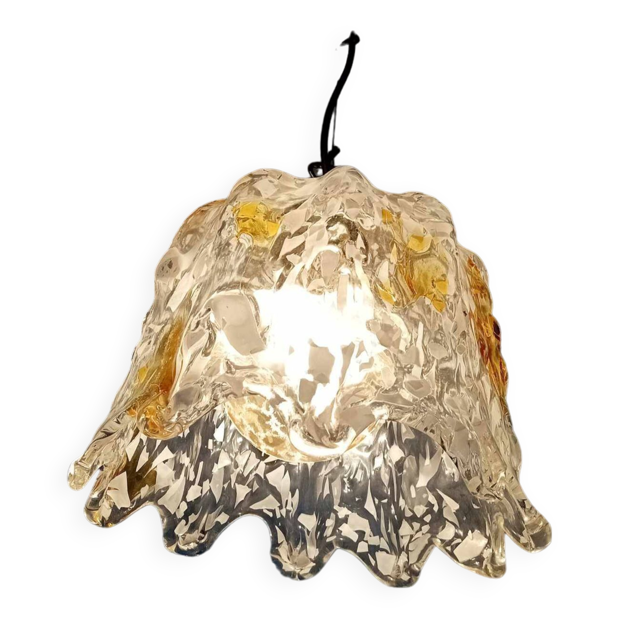 70's glass bell pendant light