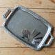 Vintage rectangular silver-plated tray - Engraved pattern