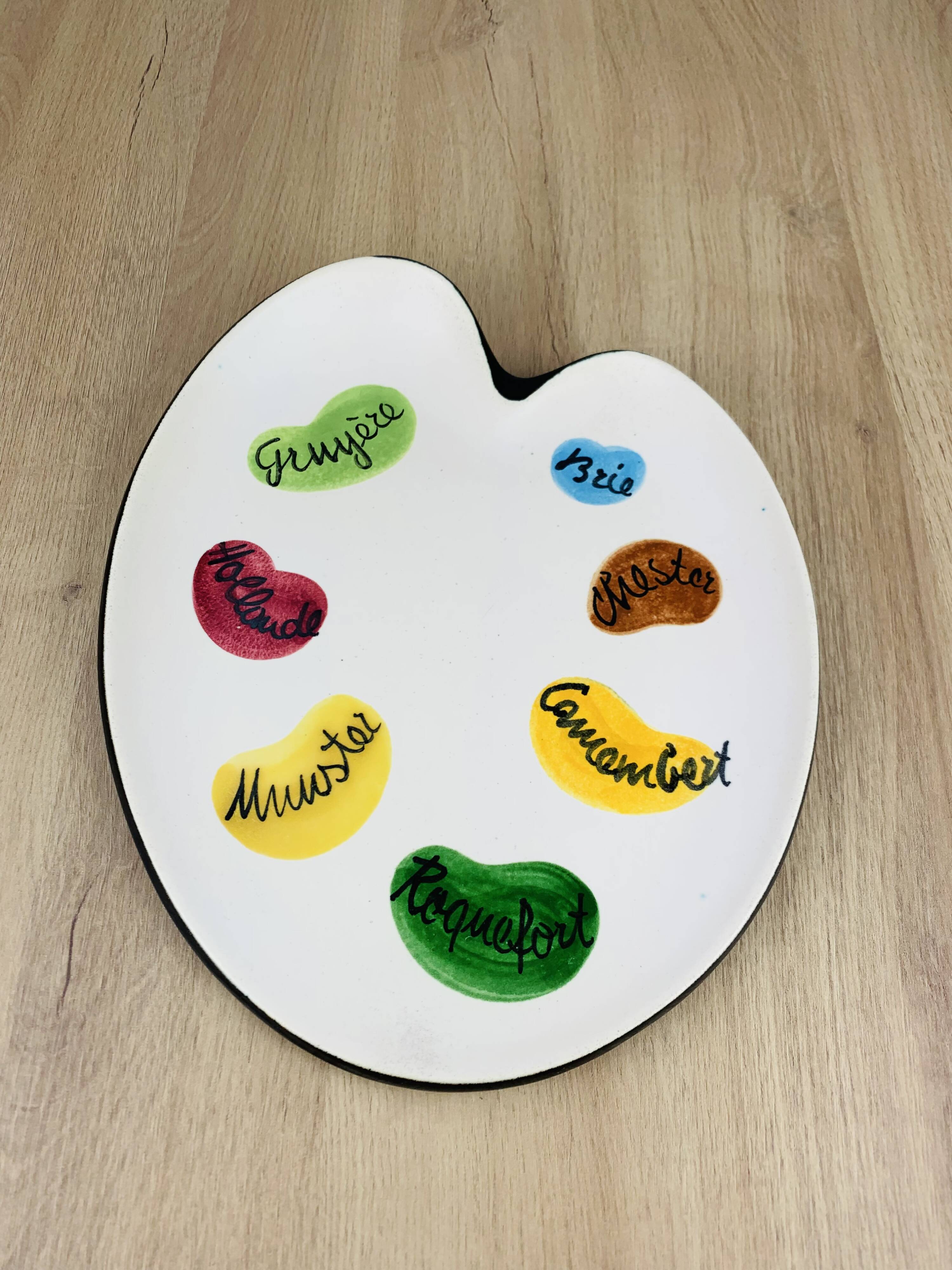 Ceramic cheese platter by Elchinger, 1950s, palette.