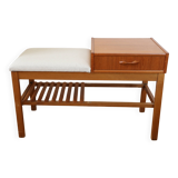 Entrance bench, Scandinavian modular telephone bench, teak, 1960