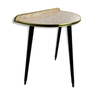 Table d’appoint semi-circulaire à 3 pieds vintage du milieu du siècle des années 1960