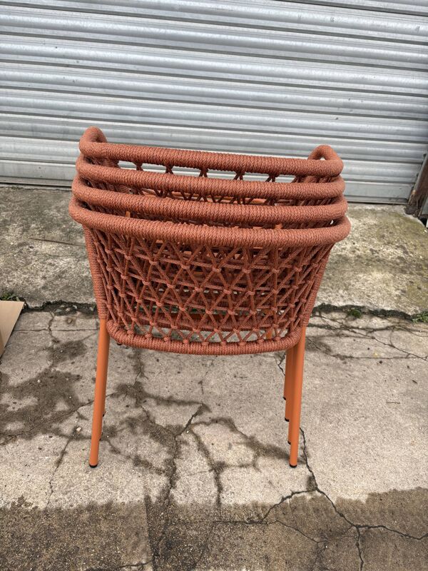 Lot de 4 fauteuils cordage out et in door neufs marque Pedrali avec coussin