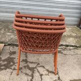 Set of 4 new Pedrali brand outdoor and indoor cordage armchairs with cushions