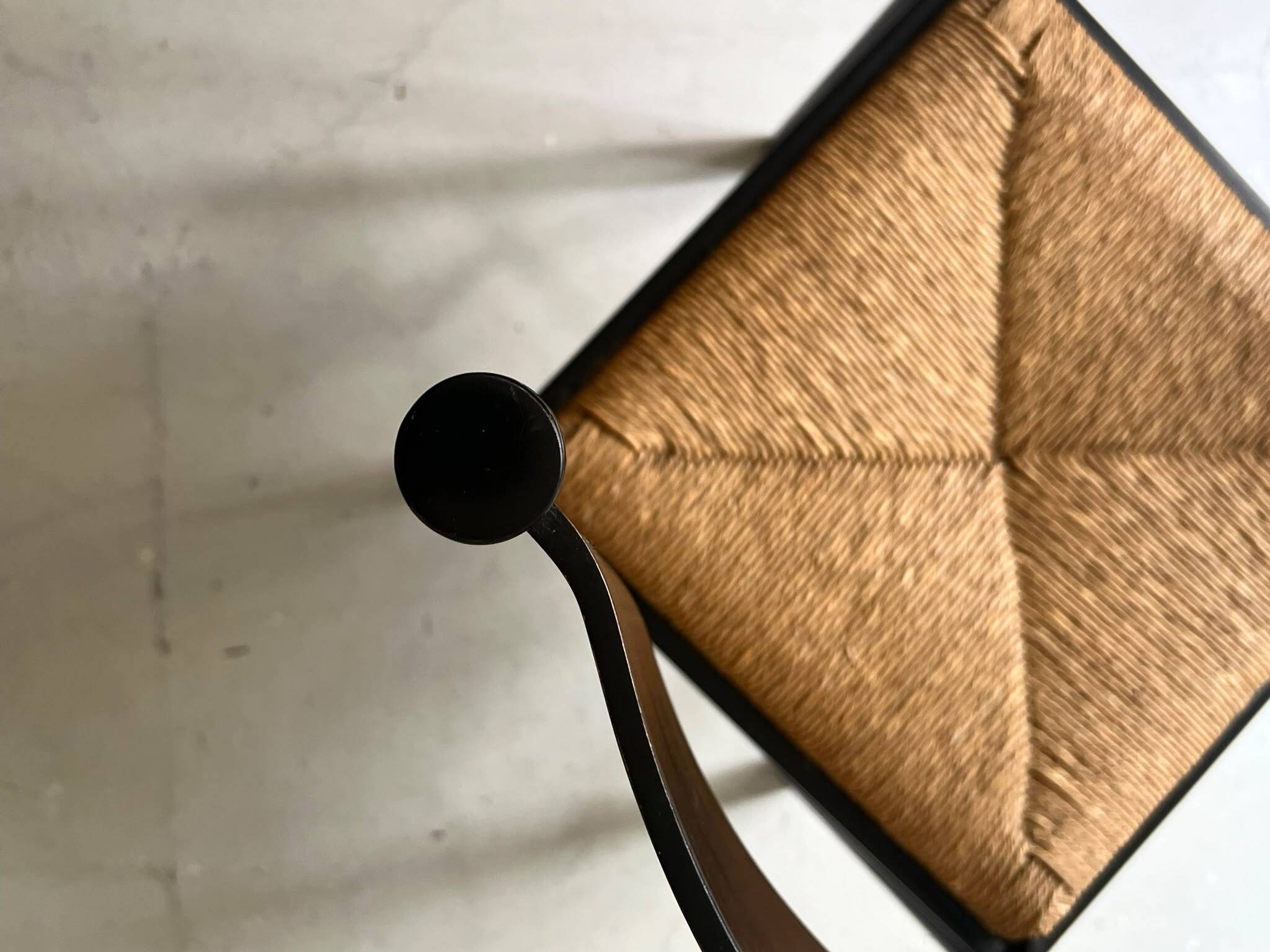 Modernist chair in wood and rope, France 1950
