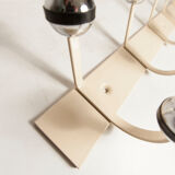 Wall coat rack 12 hooks balls 1970 beige and chrome